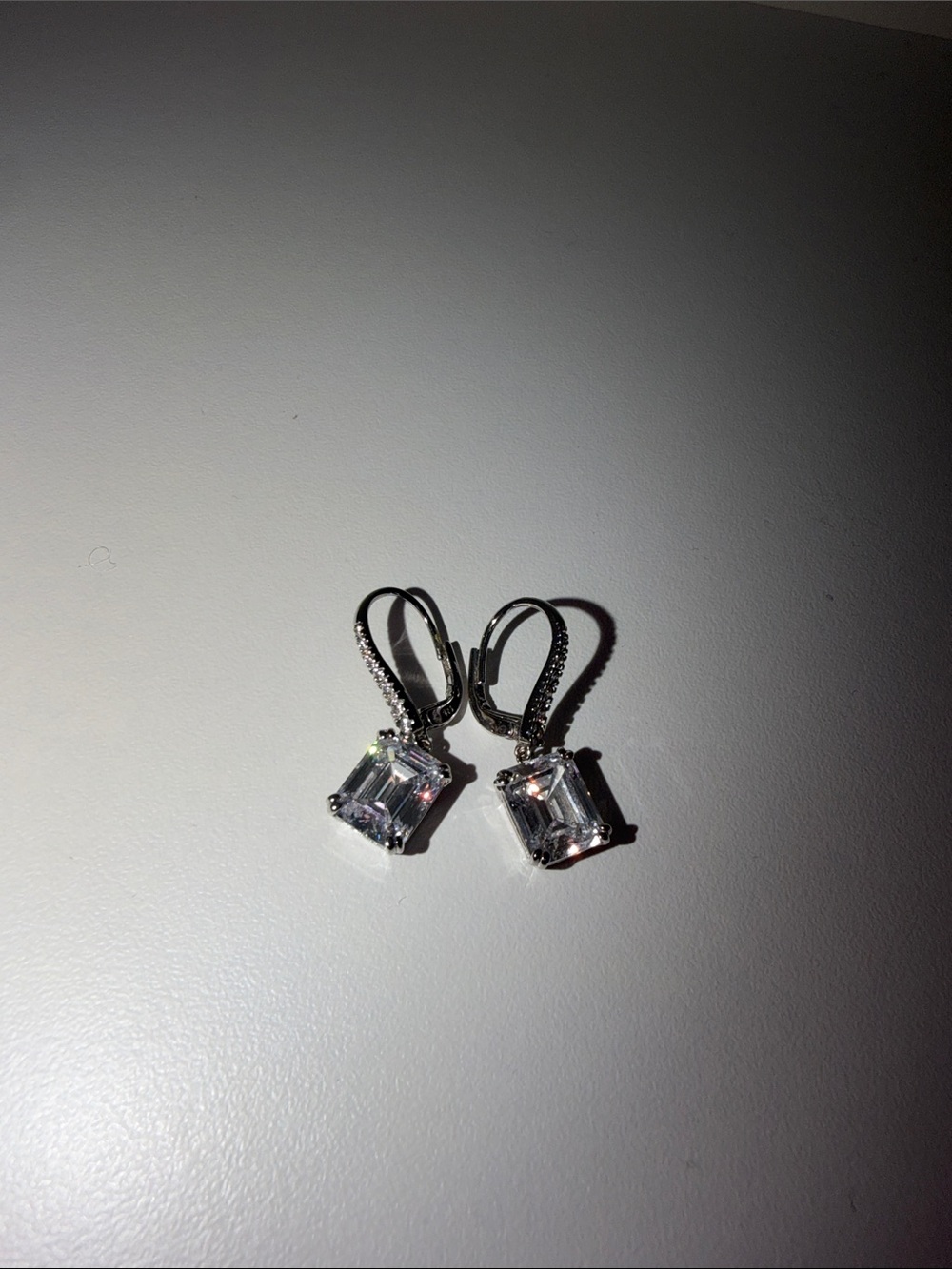 Silver-Tone Clear Crystal Drop Earrings
